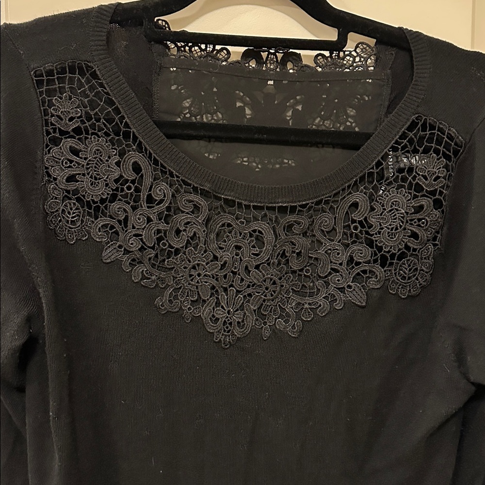 WHBM Bow Back Sweater with Crochet Detail - Picture 5 of 9